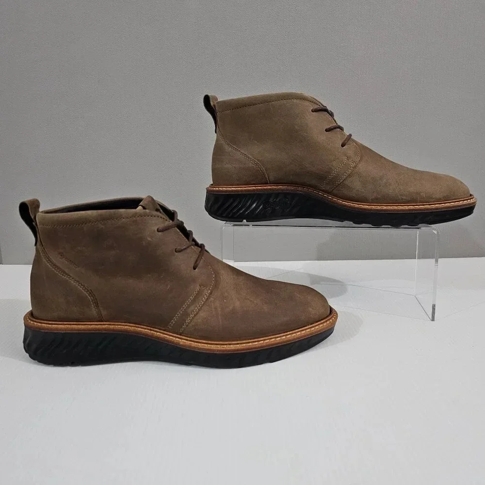 Ecco St.1 Hybrid Chukka Boot Mens EU 39 Brown Leather Waterproof Comfort NEW